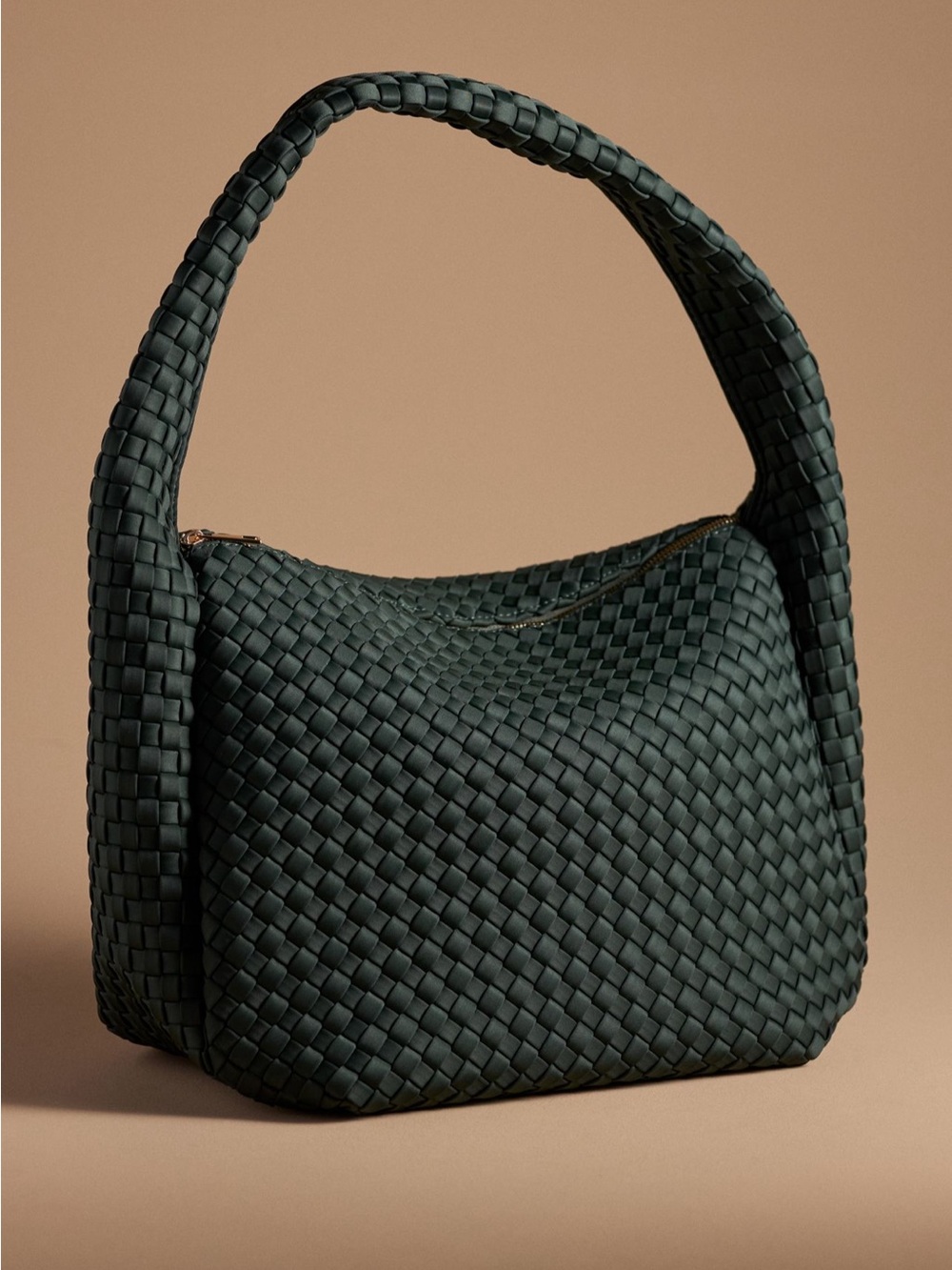 Anthropologie Woven Neoprene Shoulder Bag in Dark Green